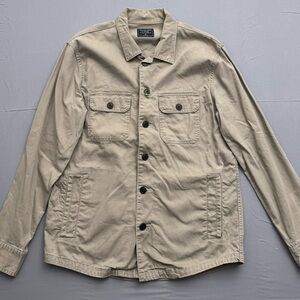 Abercrombie & Fitch Cotton Twill Button-Up Shirt Beige Men's M Chest Pocket